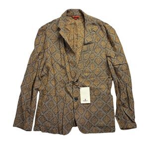 5-51 BARENA NWT Men's Blazer Gold Size 50 Knit Effect Jacquard Blazer $1100